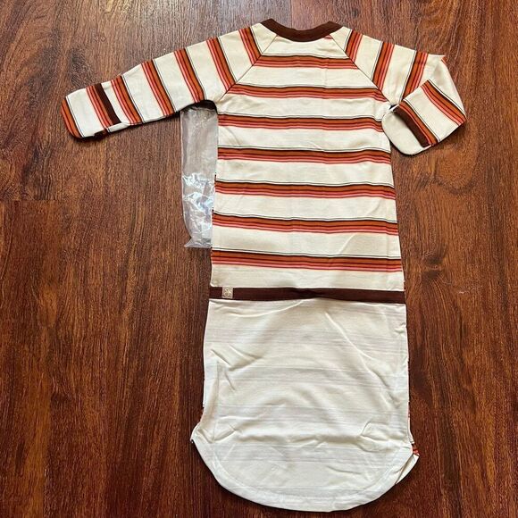NWT Goumi Kids Trail Mix Gown SZ 3-6 mo Stripe Snap Bamboo Baby Sleeper Jamms - Picture 2 of 3